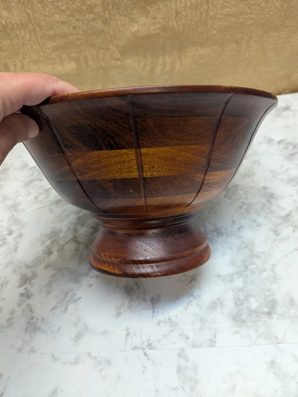 Handcrafted Wooden Serving Bowl in Warm Brown